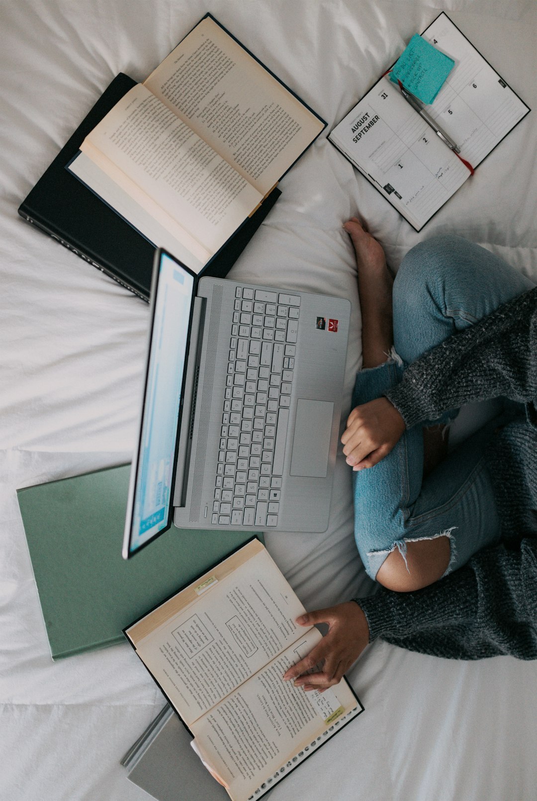 person studying finance books
